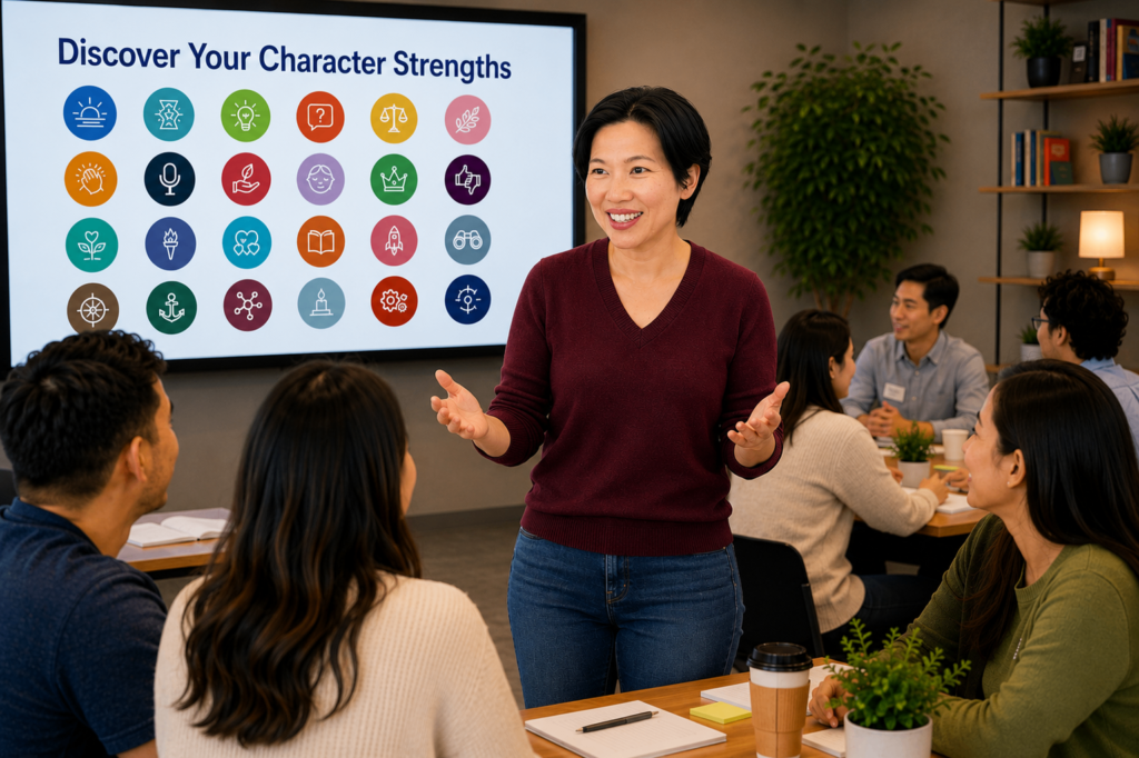 Dr Sherrie Lee faciliating a workshop on VIA Character Strengths